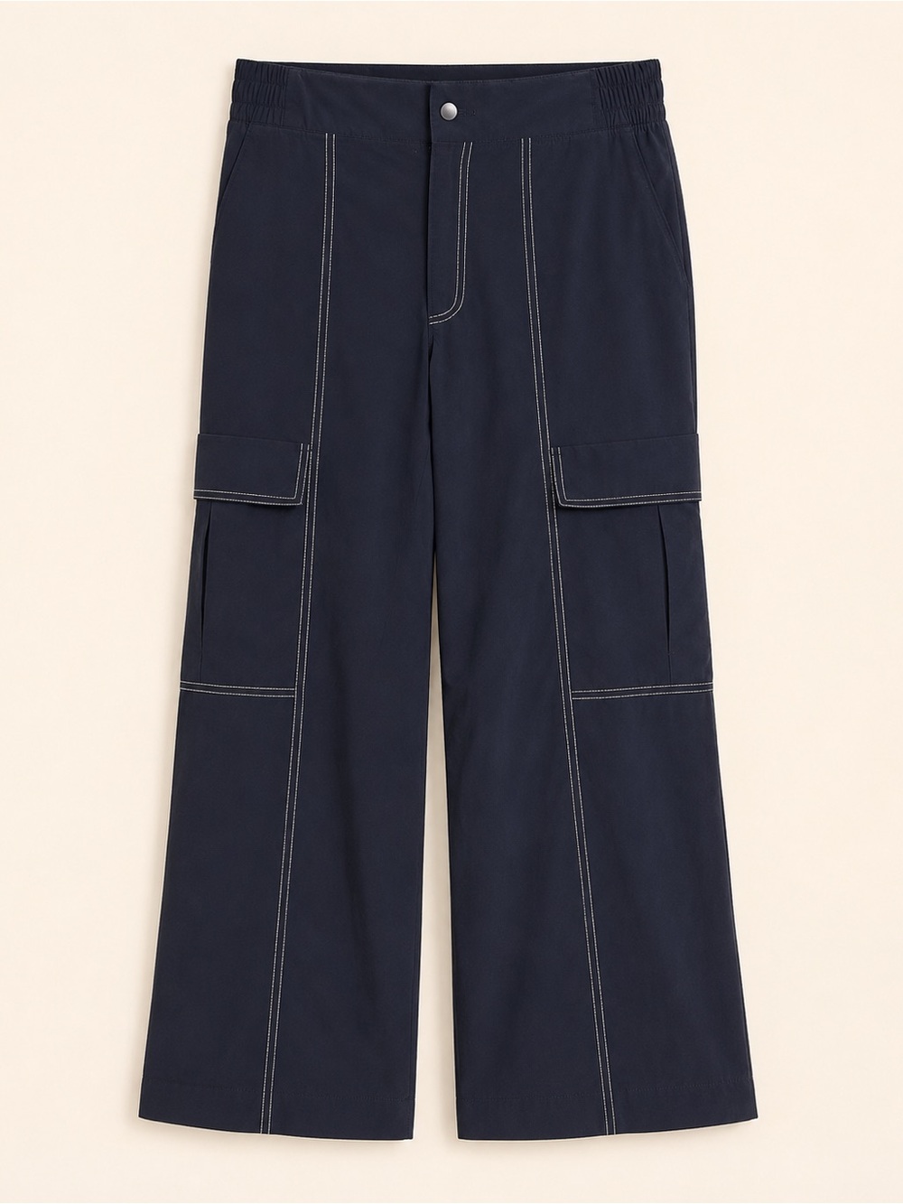 Athleta Chelsea Utility Wide Leg Pant Size 4 Black/Navy Stretch Cargo